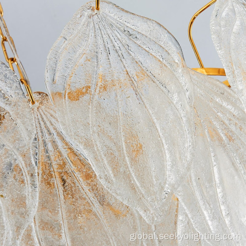 China Luxury Glass Leaf Pendant Lamp Crystal Leaf Chandelier Manufactory